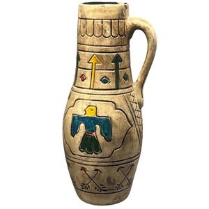 Fairway Colorful Chalkware Indian Style Symbols Jug Vase Great  Smokey‎ Mtn.